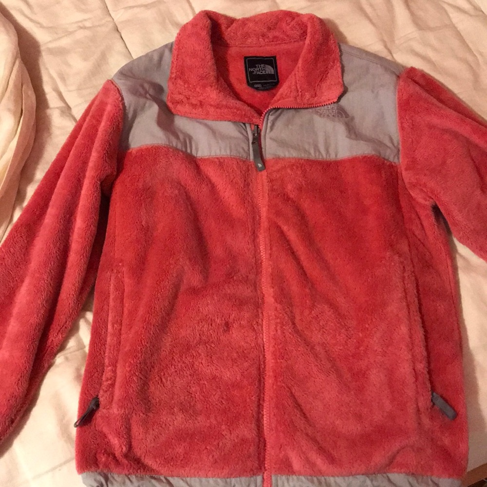 Girls fluffy north face jacket